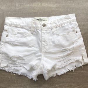 Abercrombie & Fitch White Distressed Shorts